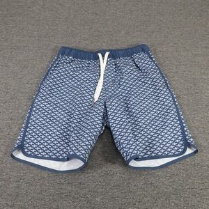 Fair Harbor Swim Shorts Mens Medium Blue Geometric Print Lined Trunks Drawstring